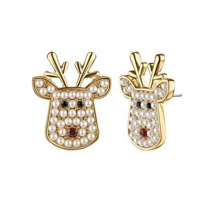 Gold Reindeer Pearl Earrings